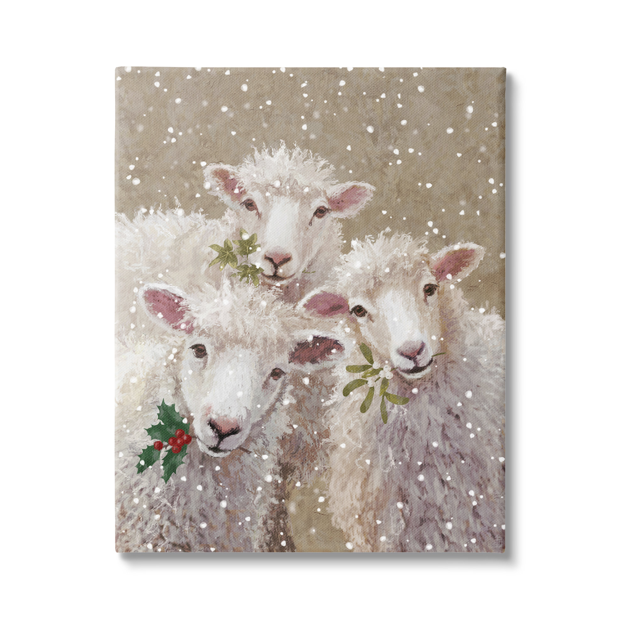 Stupell Industries Aw063Canvas Winter Sheep Trio Farm Animals On