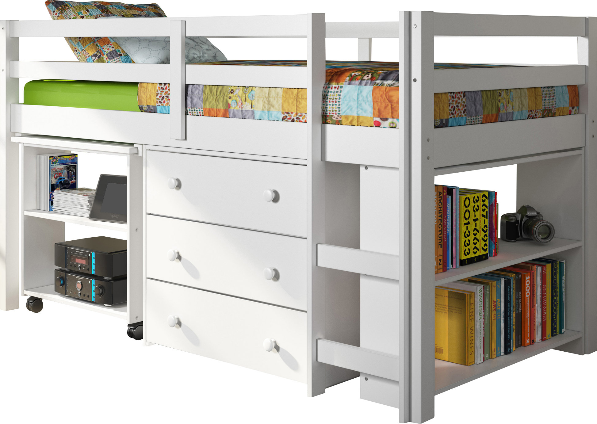 Harriet Bee Bintou Twin Platforms Loft Bed with Bookcase by Harriet Bee