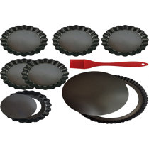 Removable Loose Bottom Tart Pie WisFox 2 Pack Non-sticks 8.8 Inches Quiche Tart Pan 