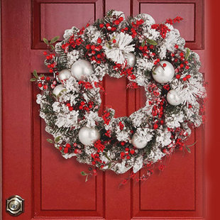 Mesh Door Wreath Traditional Christmas Colors Red Emerald Kelly Green Clearance Merry Christmas Wreath 