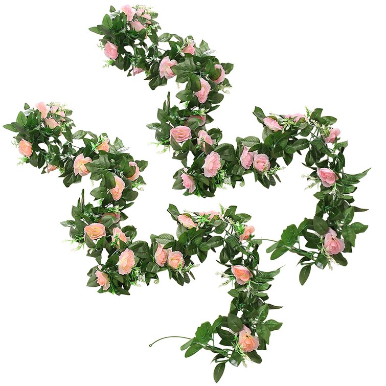 2pcs Artificial Silk Rose Leaf Garland Vine Ivy Flower String Wedding Home Decor 