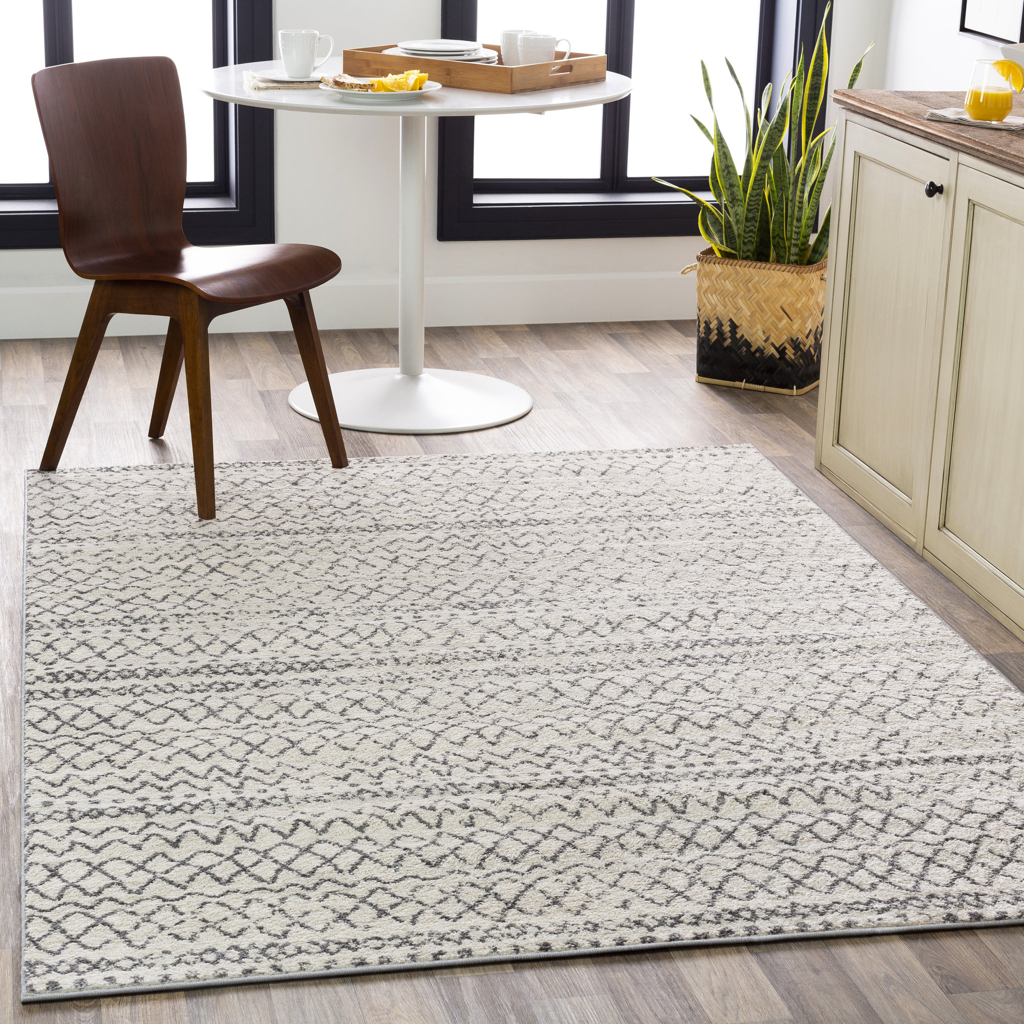 Union Rustic Maid Geometric Gray/White Area Rug & Reviews Wayfair
