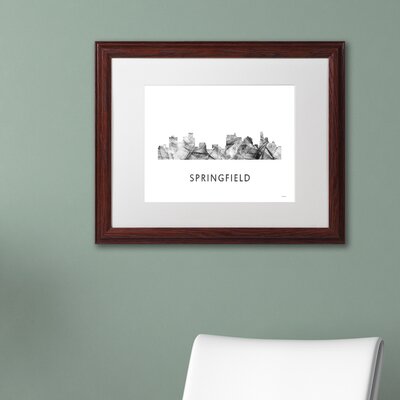 Springfield Illinois Skyline WB-BW"" by Marlene Watson Framed Graphic Art -  Trademark Fine Art, MW0496-W1620MF