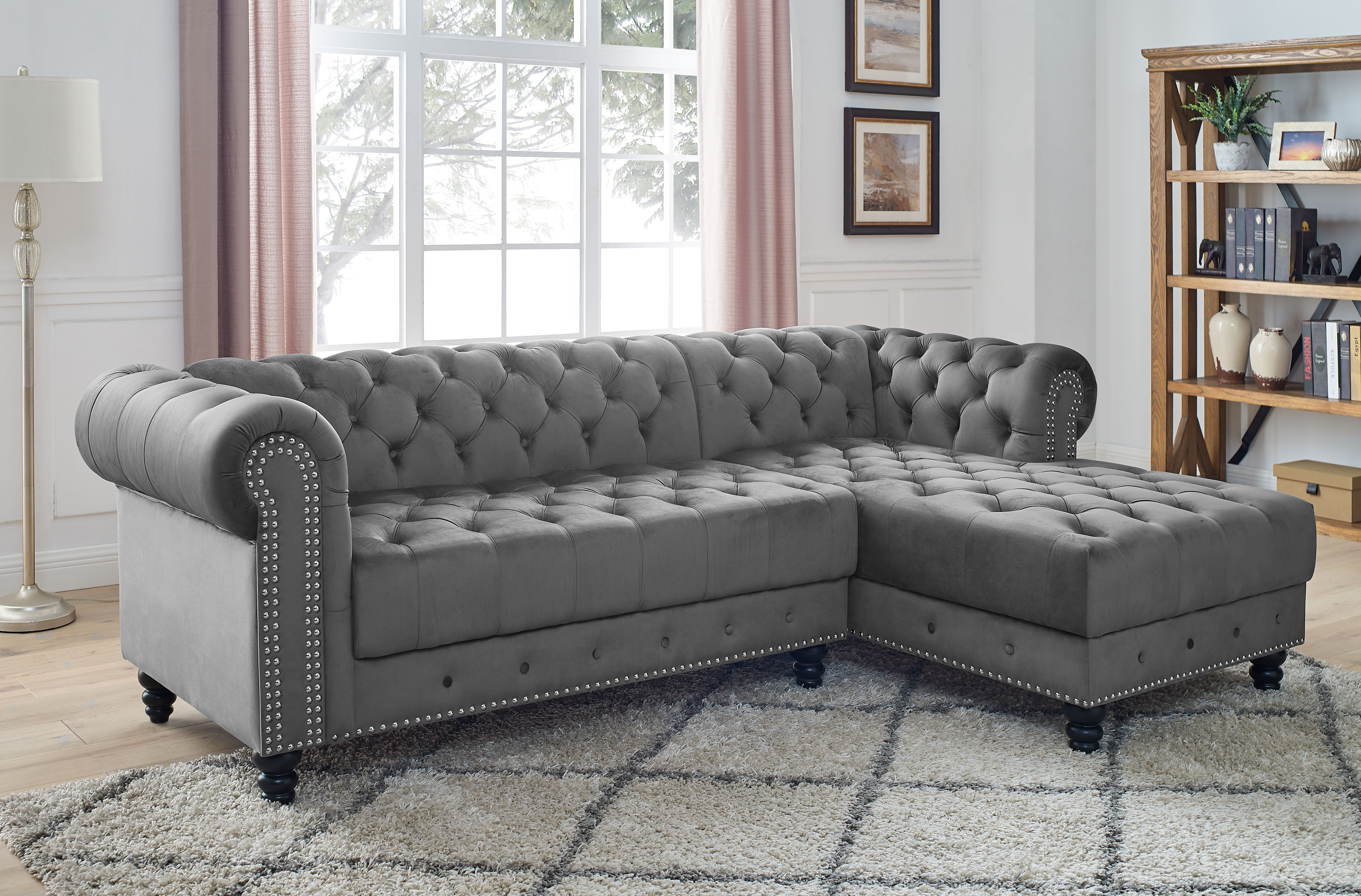 House of Hampton® Lora 2 - Piece Upholstered Chaise Sectional & Reviews |  Wayfair