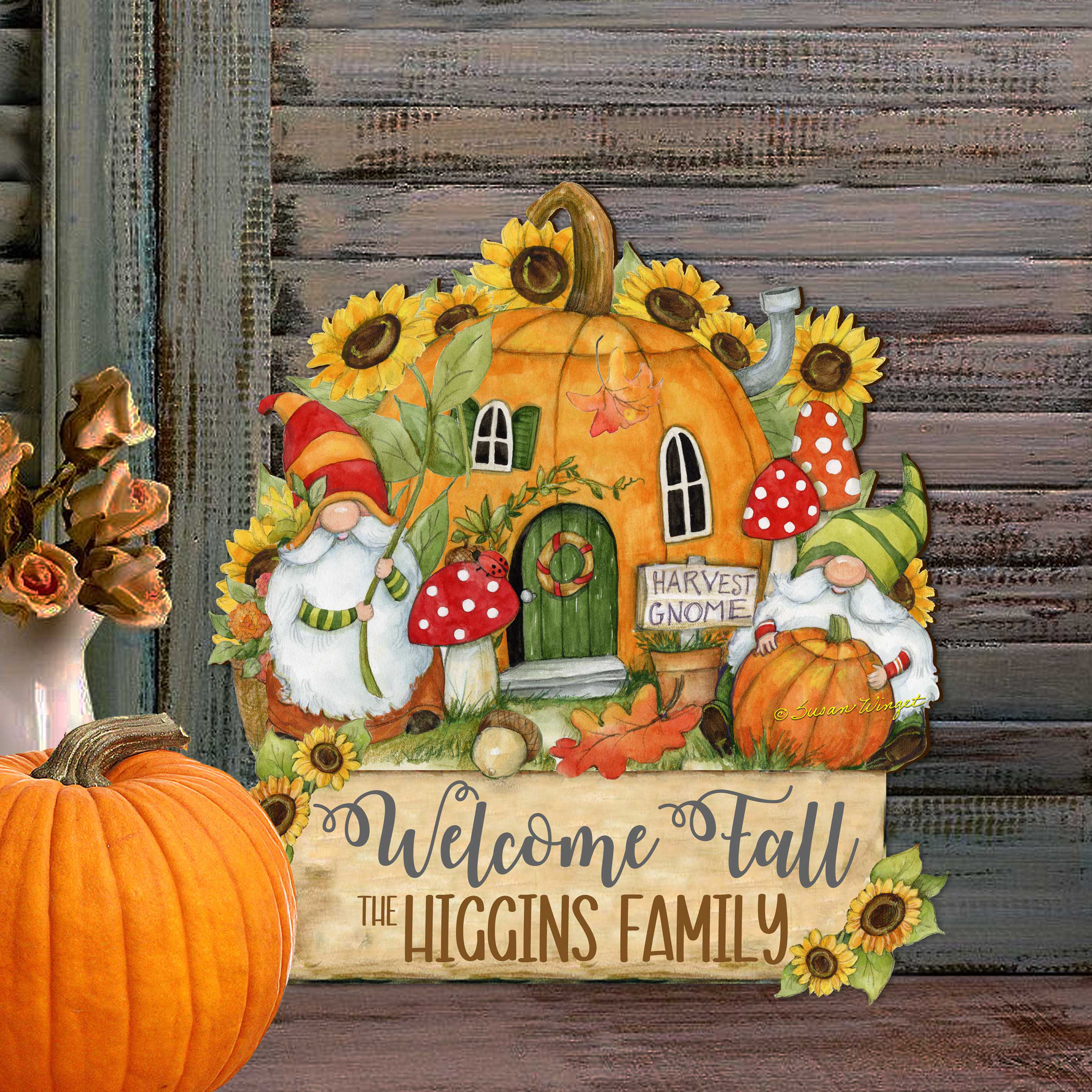 August Grove® Clarklake Personalized Harvest Sign Door Decor