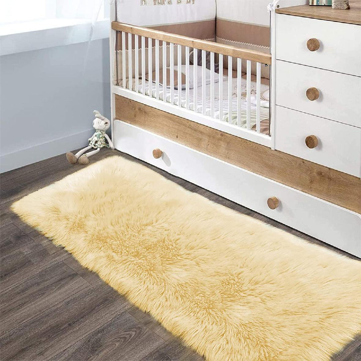 Mercer41 Drescher Machine Braided Faux Sheepskin Light Yellow Machine