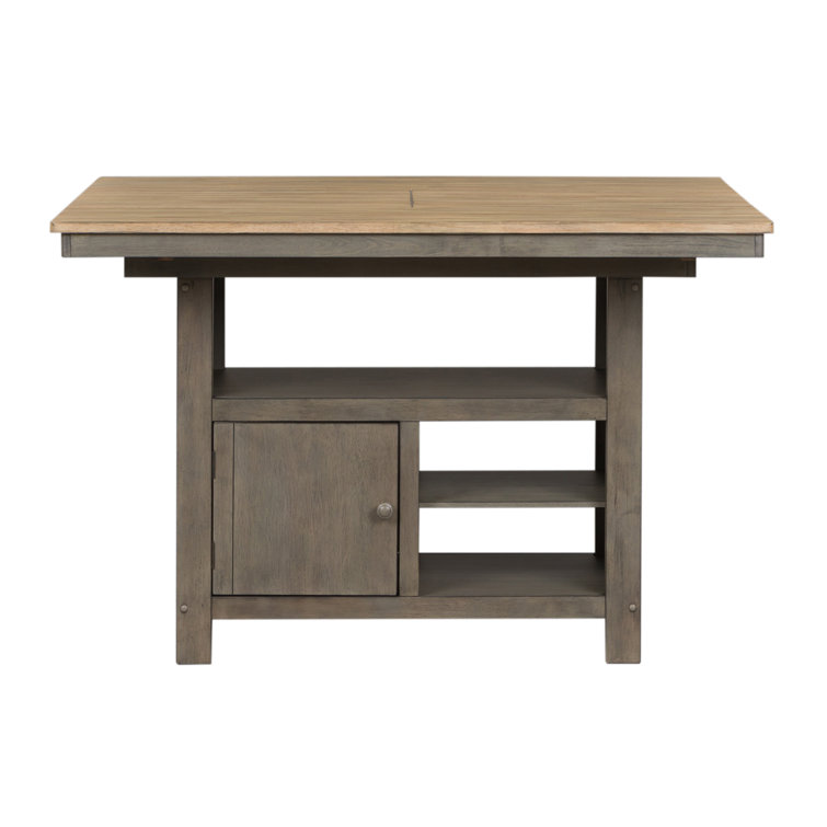 Lindsey Farm 46" Gray and Sandstone Rubberwood Kitchen Island