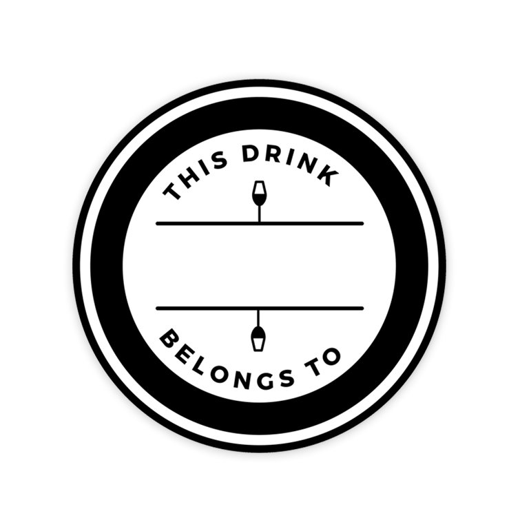 Round Vinyl Drink Stickers, This Drink Belongs To, Double Wine Glass  Design, Blank Drink Labels For Weddings 80-Pack