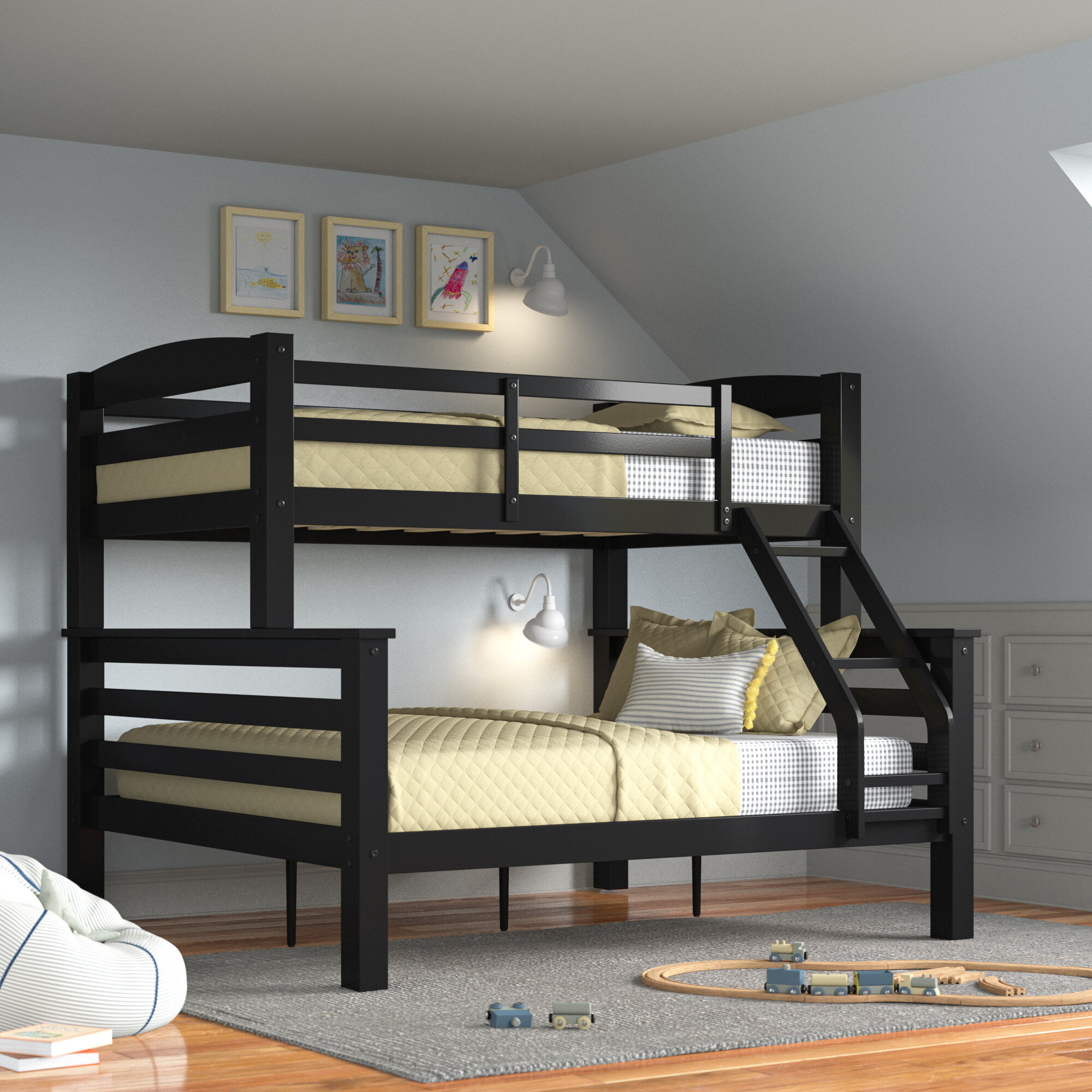 Full Bunk Bed Twin Over Metal Boys Girls Furniture Kids Bedroom Ladder Child New 