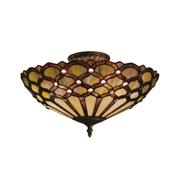 Landmark Lighting Jewelstone Glass Semi Flush Mount - Wayfair Canada