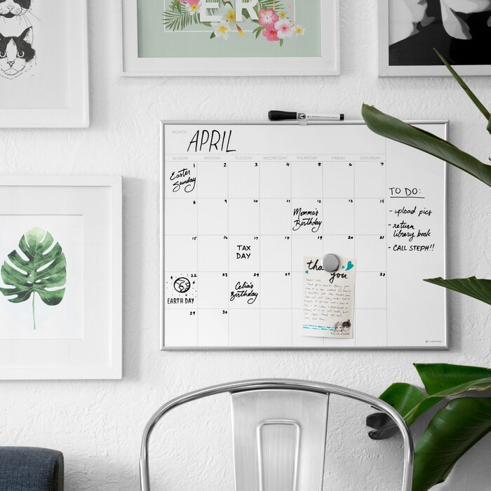 Symple Stuff Magnetic Calendar Planner Whiteboard 20