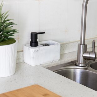 Soap Dispenser Pump with Sponge and Scrubber Organizer for Kitchen Countertops 