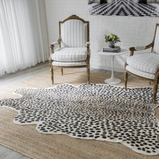 Faux Fur Sika Deer Print Animal Skin Hide Pelt Rug Mat Carpet Home Decor 110cm 
