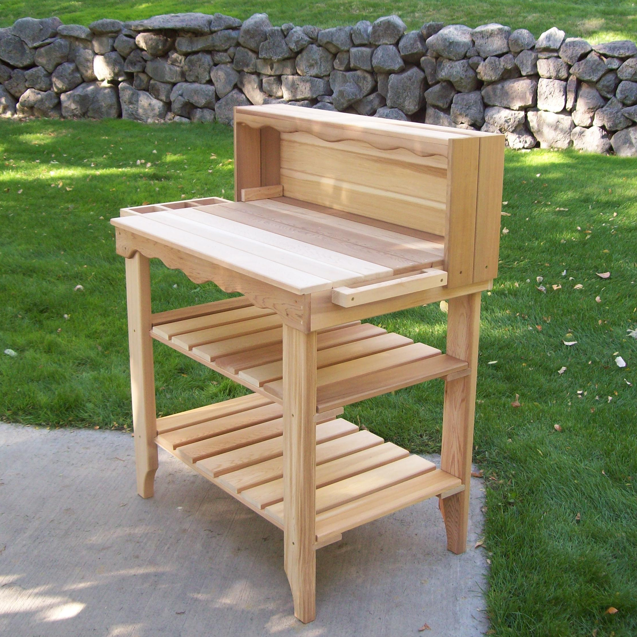 Arlmont & Co. Kiefer Deluxe Cedar Potting Bench & Reviews | Wayfair