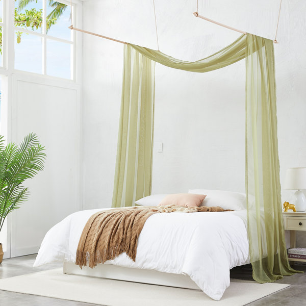 Pair of White Sheer Panels Canopy Only For My Bed Crown Buyers Free Shipping 