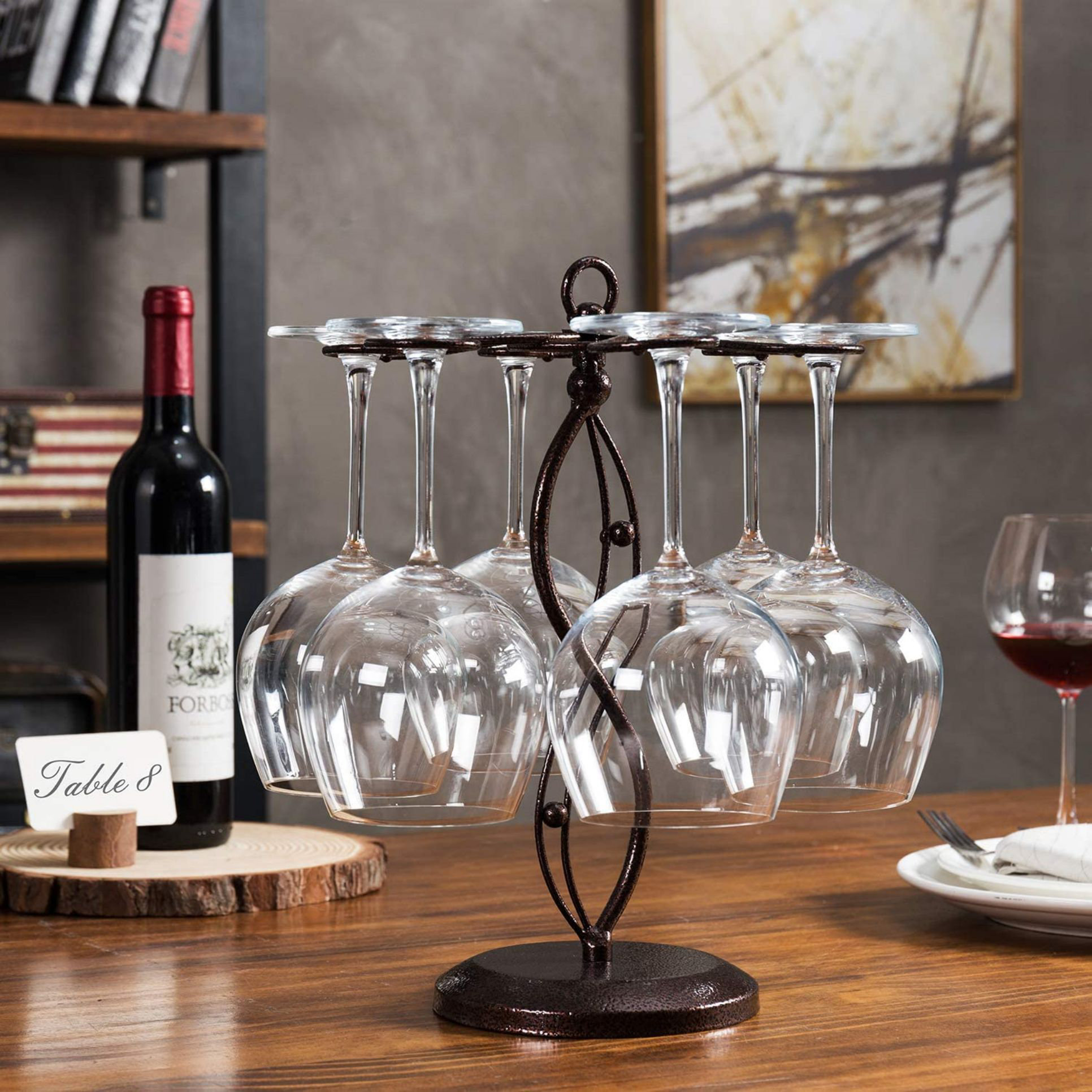 Winston Porter Fanka Tabletop Wine Glass Rack in Brown Wayfair