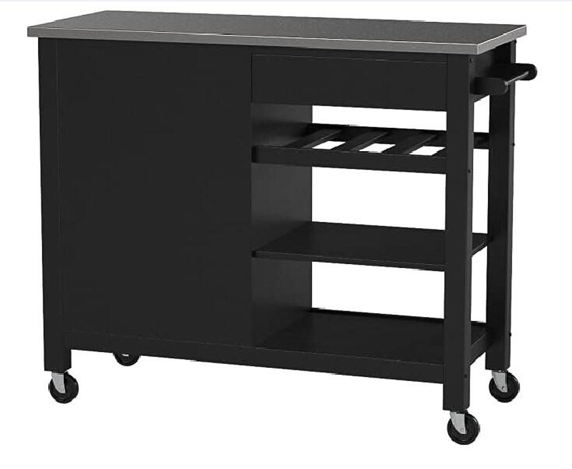 Latitude Run® Kitchen Cart, Stainless Steel & Black Wayfair