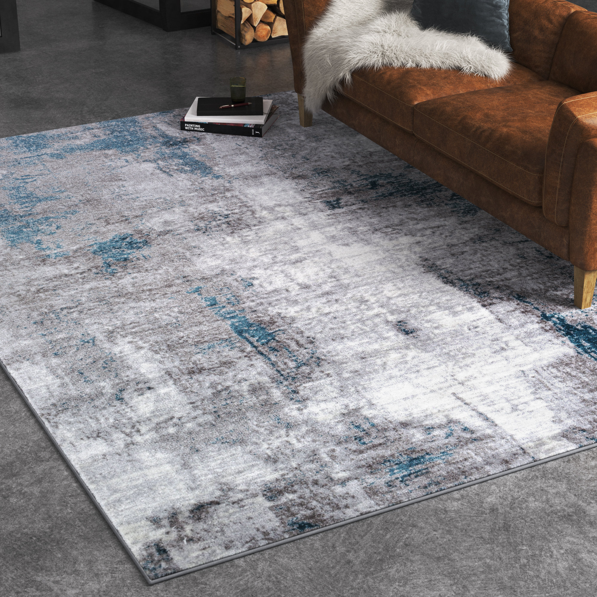 Steelside™ Cornwell Abstract Aqua/Gray Area Rug & Reviews Wayfair