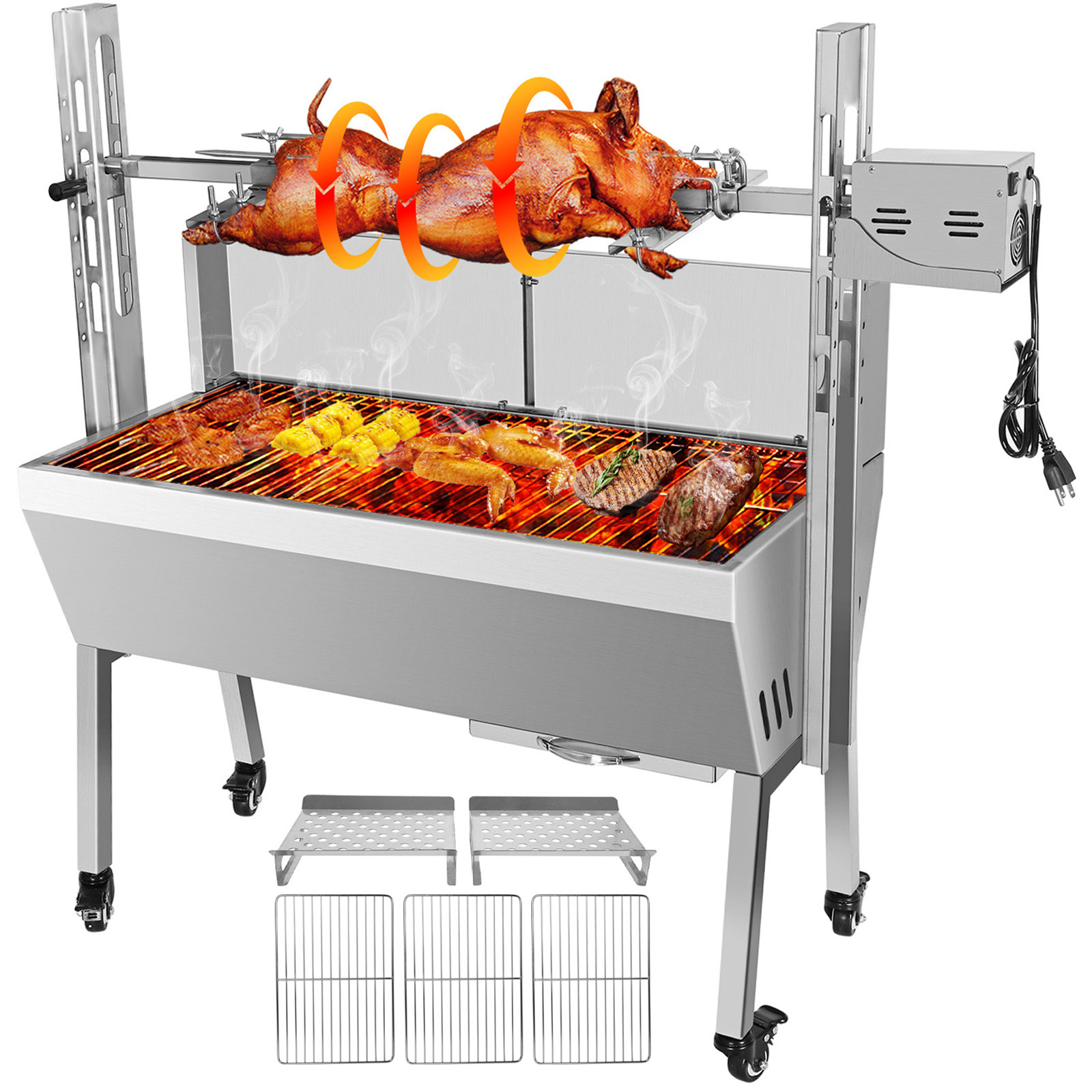 BBQ Roasted Whole Lamb Stove Pig Goat Charcoal Barbeque Grill Stainless 