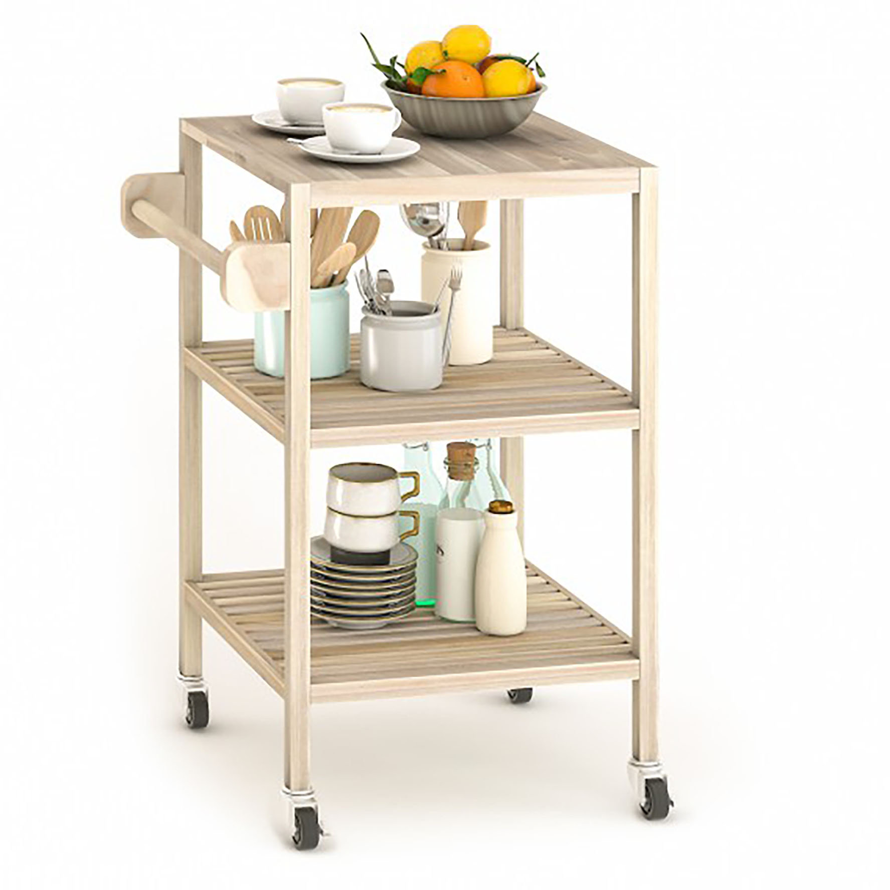 INTERBUILD 3Tier Solid Acacia Bar Cart Wayfair