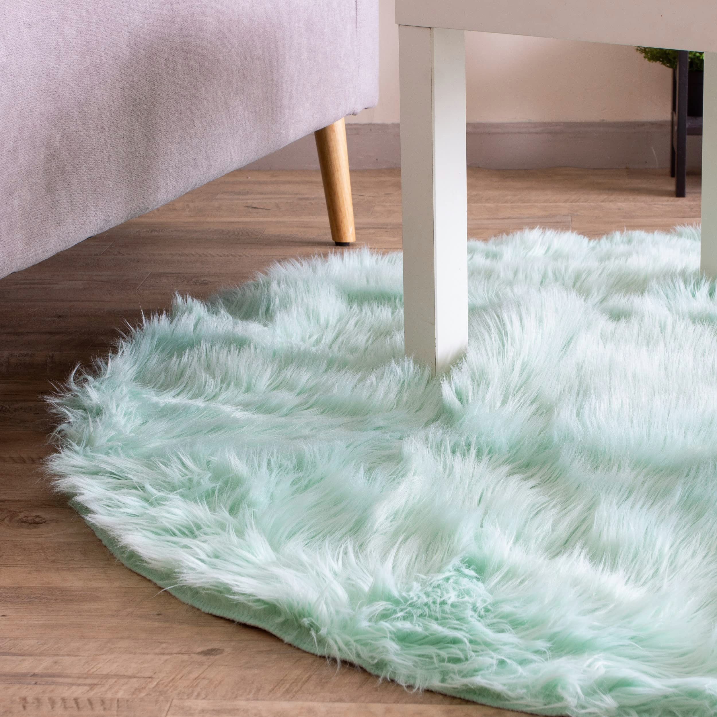 Everly Quinn Round Machine Woven Area Rug in Mint Green Wayfair