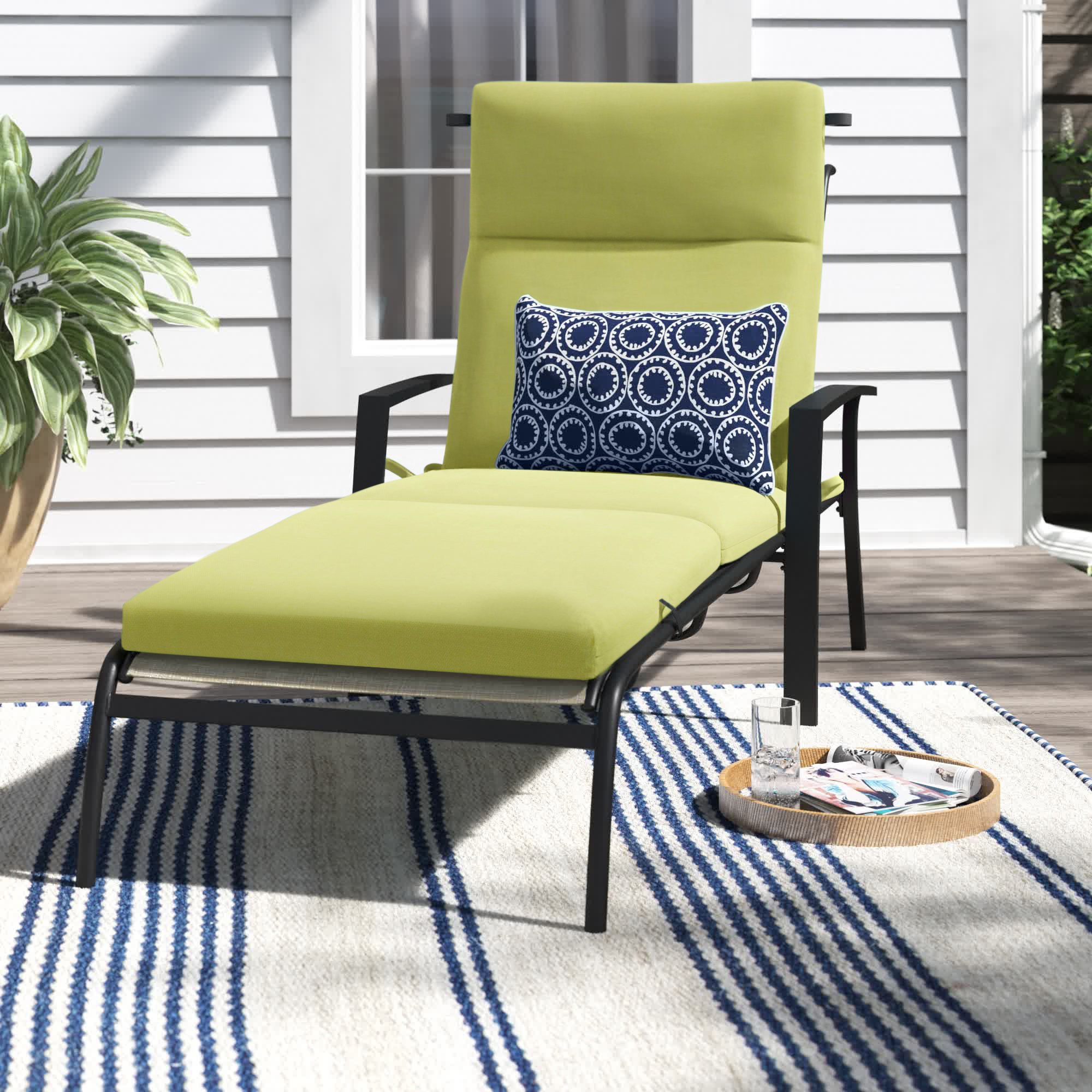 Deck Chair Cushion Tufted Lounge Sofa Outdoor Indoor Bench Garden Recliner Pad 