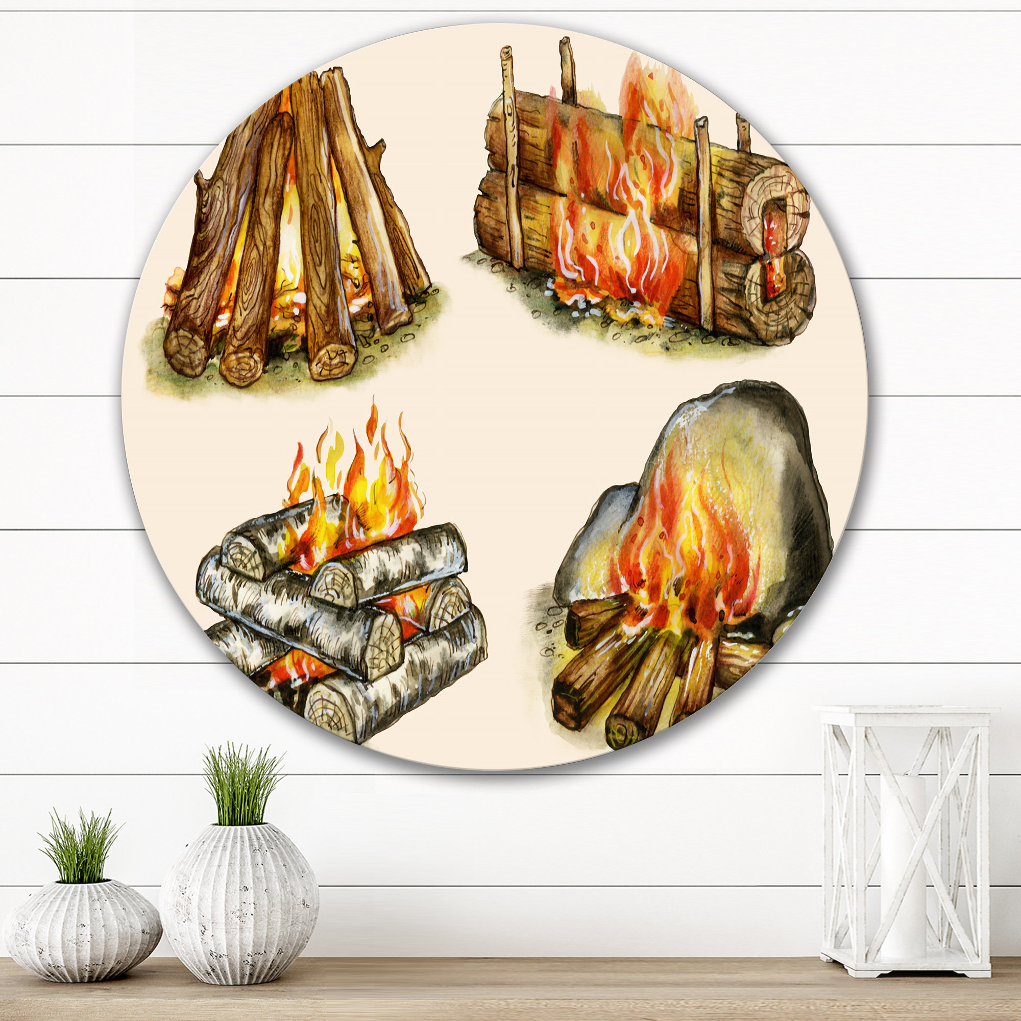 Loon Peak® Four Types Of Campfires On Metal Painting Wayfair