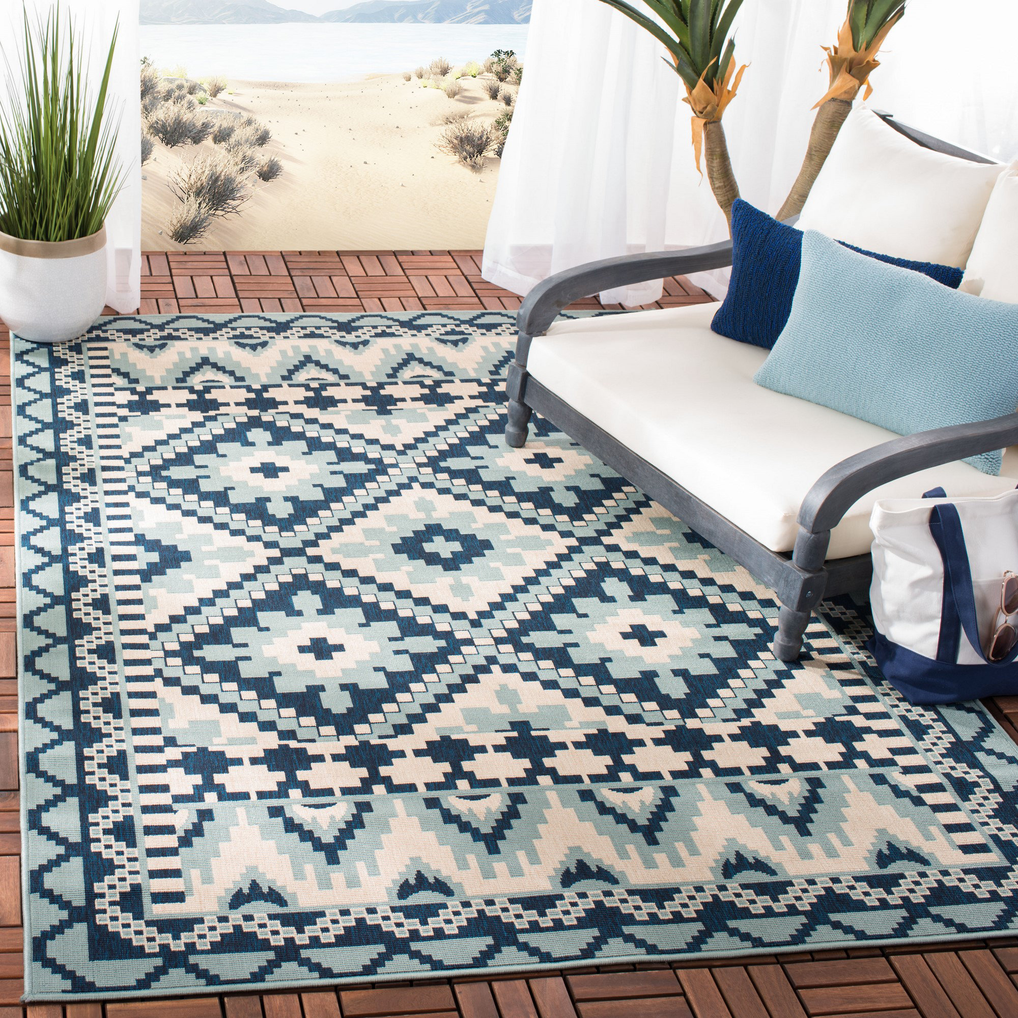 Union Rustic Northpoint Southwestern Turquoise/Blue Area Rug & Reviews