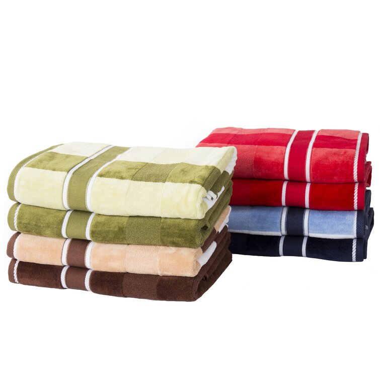 Lavish Home 100% Cotton Oakville Velour 6 Piece Towel Set-Chocolate