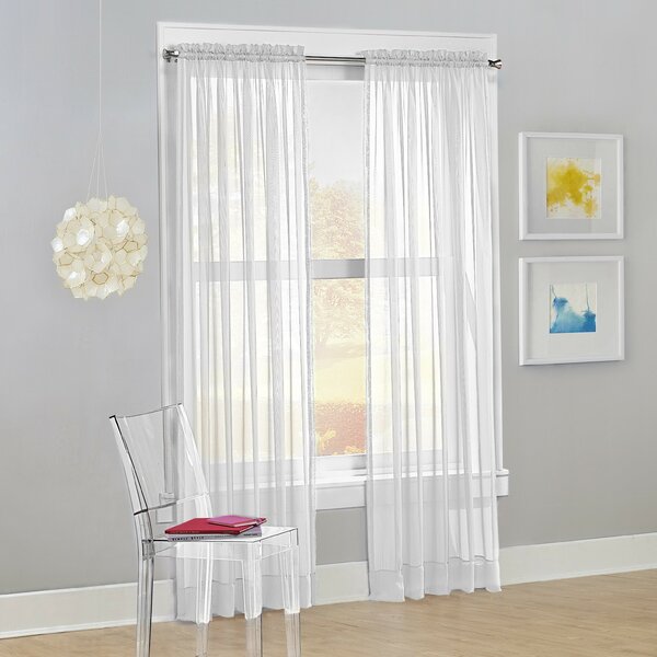 3 PIECE SOLID VOILE SHEER WINDOW PANELS & SCARF COMPLETE SET  NEW IN BAG 