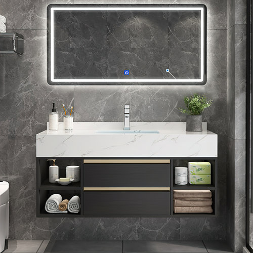 Latitude Run® 39.4'' Wall Mounted Single Bathroom Vanity with Stone ...