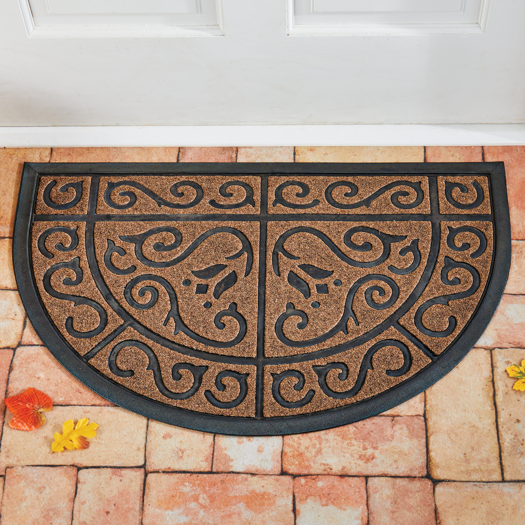 Charlton Home® Rubber Scrolling Design HalfCircle Slice Door Mat Wayfair Canada