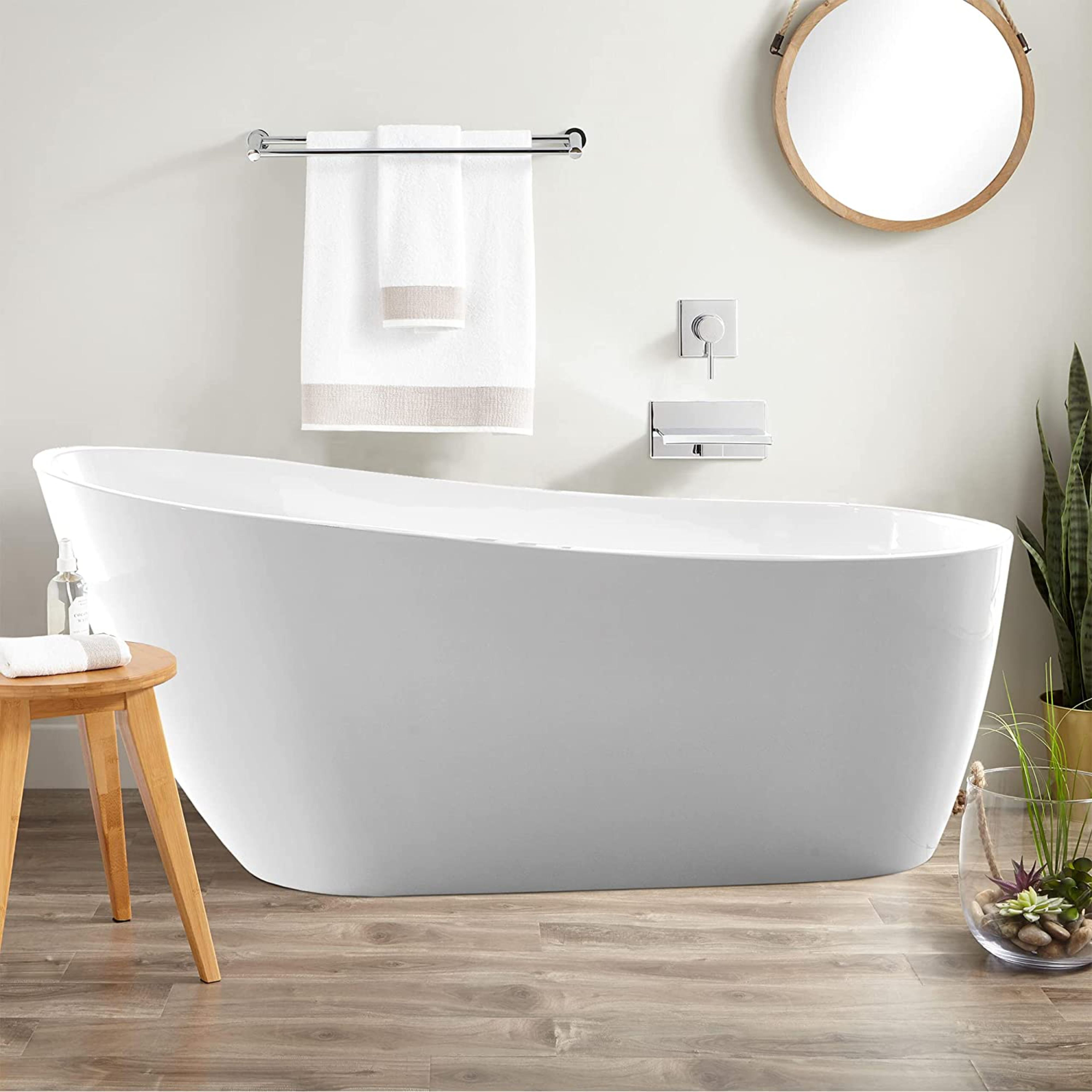 Wayfair Samples 55'' x 28.3'' Freestanding Soaking Acrylic Bathtub