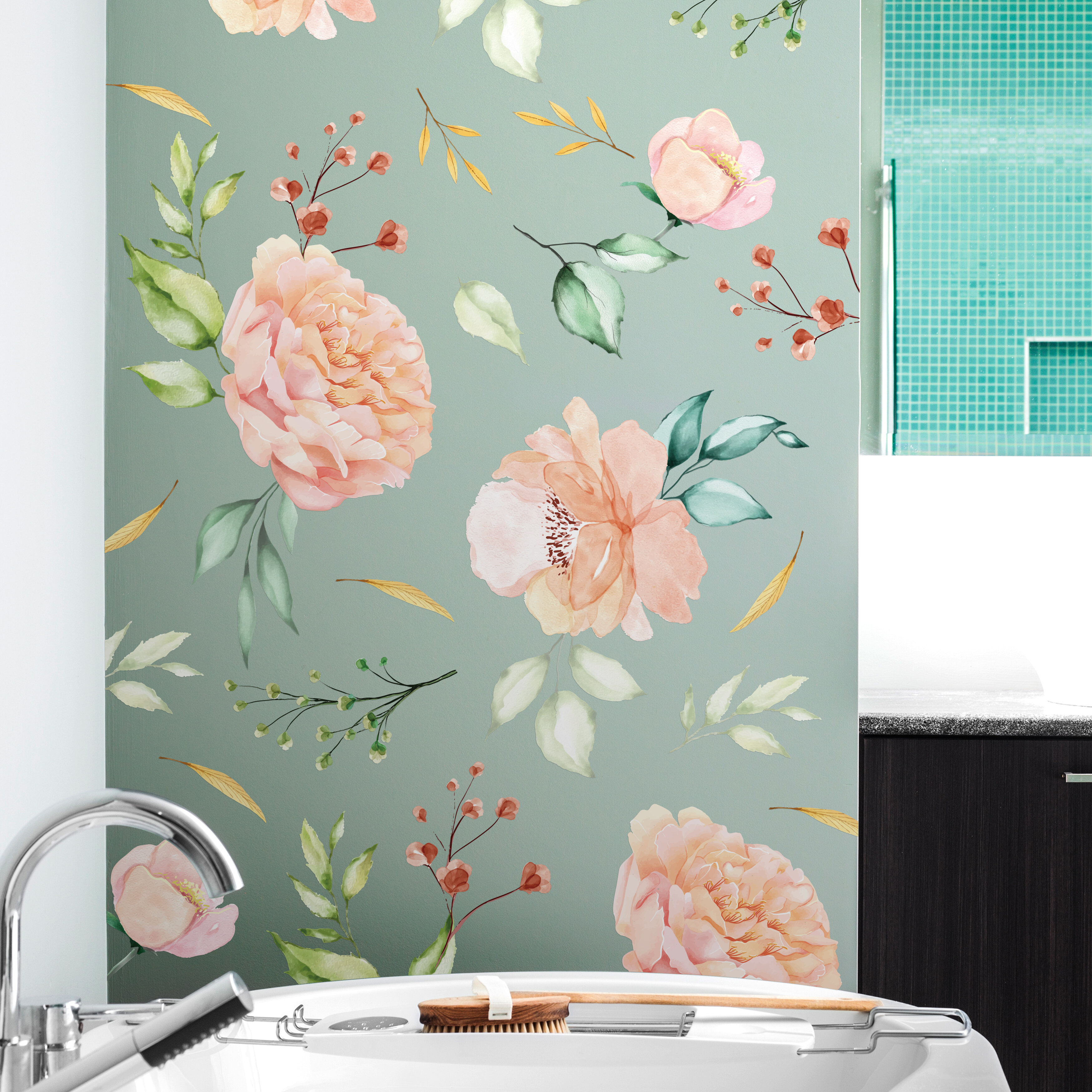 show original title Details about   3D Purple Flowers H2764 Wallpaper Wall art Self Adhesive Removable Sticker Wend 
