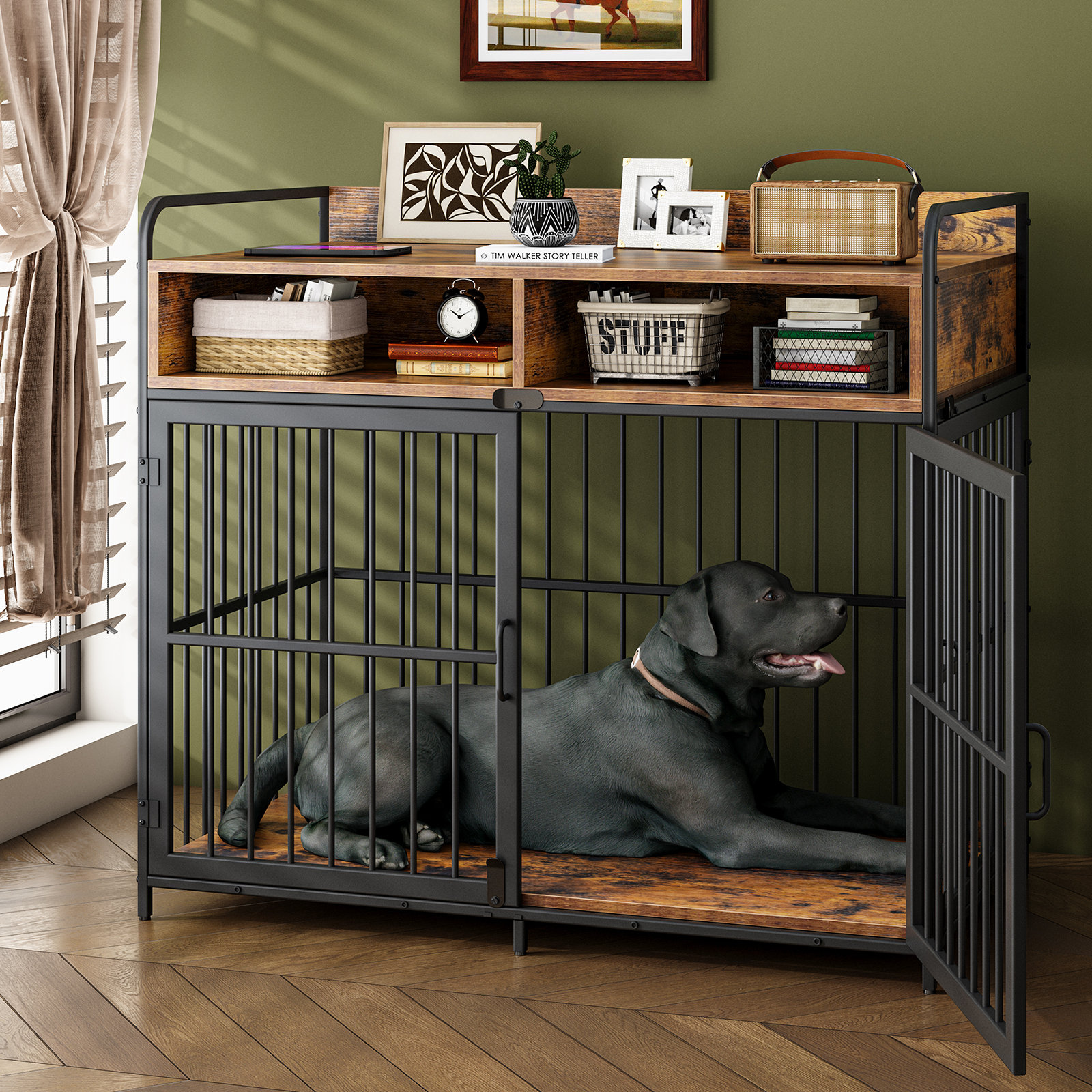 Tucker Murphy Pet Saudism Large Dog Crate Furniture Dog Kennel Indoor 