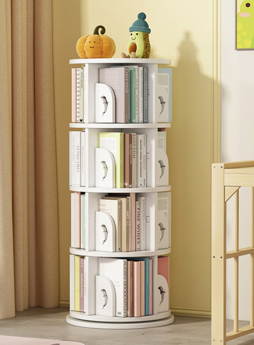 Childrens Wooden Bookcase Kids Book Storage Containe Snail Toy Storage Organizer 