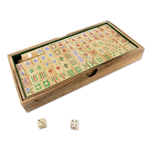 Mini Mahjong Beige Color Long Box Traditional Chinese Mah Jong Set for Home or Travel Mahjong Set Family Game Party Friends Gathering Game Table Game Board Game 