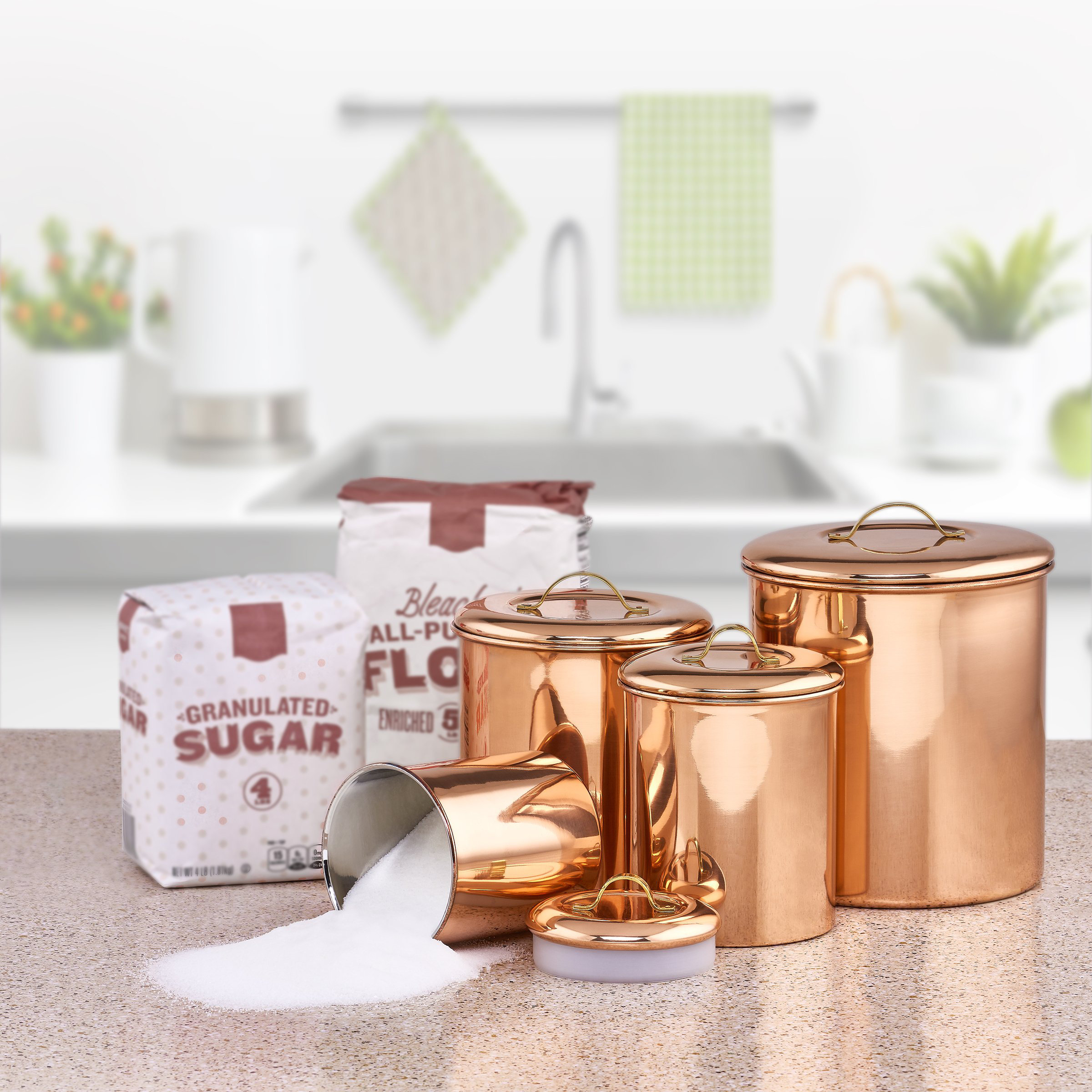 Hammered copper 4 piece canister set