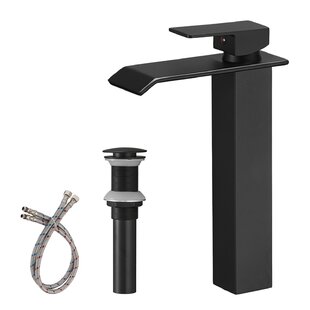 VOTON Tall Bathroom Vessel Faucet Black Waterfall Single Handle One Hole Lavator 