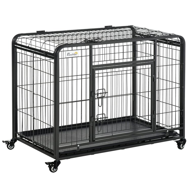 Double Door Metal Steel Crates Folding and Collapsible Cage Internets Best Wire Dog Kennel Indoor Outdoor Pet Home 