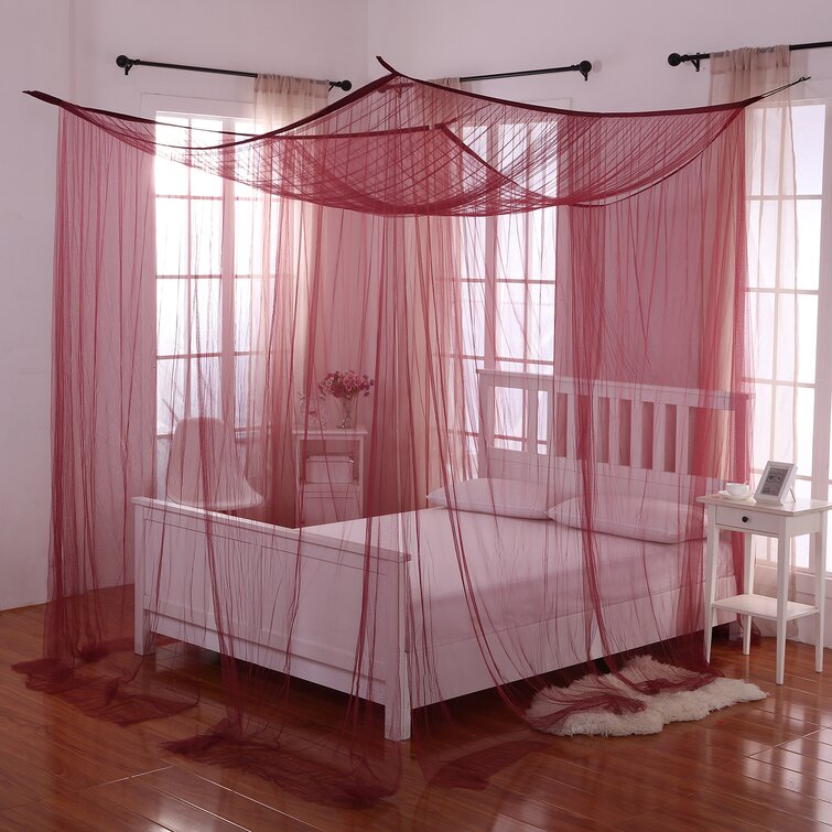 BURGANDY BED CANOPY BEDROOM NETTING MOSQUITO NET CURTAINS DÉCOR BUG INSECT MESH 