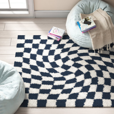 Hashtag Home Aitana Performance Navy/White Rug & Reviews | Wayfair