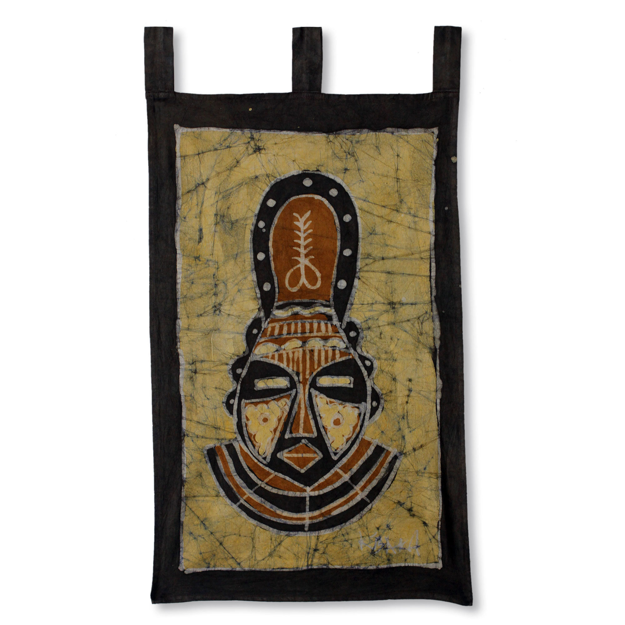 Bungalow Rose Aya African Mask Cotton Batik by K. Baka Tapestry | Wayfair