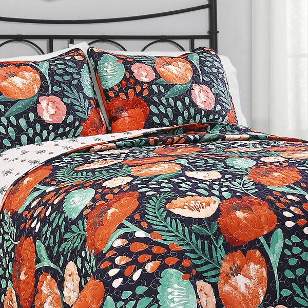 PRINTE POPPY FLORAL REVERSIBLE  DUVET COVER SETS WITH MATCHING PILLOWCASES 