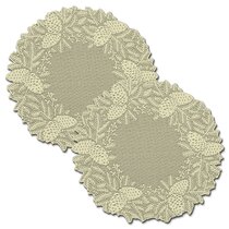 Ivory lace Rooster  design Doily 15"round set of 2 
