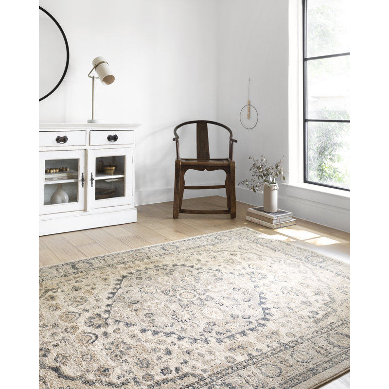 Charlton Home® Sagefield Performance Natural/Gray Rug & Reviews | Wayfair