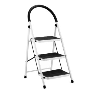 Large Folding Step Stool Red Anti Skid Ladder Aid Handle Home Workplace Storage 
