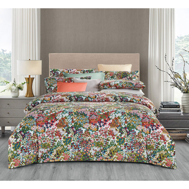 Reversible Blue Floral King Size Bedding Set Duvet Quilt Cover And Pillowcases 
