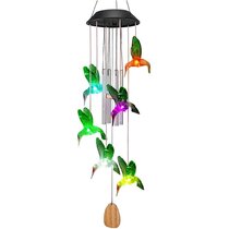 WEWBABY Wind Chimes Outdoor Solar Powered Hummingbird LED Patio Light Color Changing with 1 Random Color Dream Catcher Memorial Decorations for Balcony Garden and Pathway 