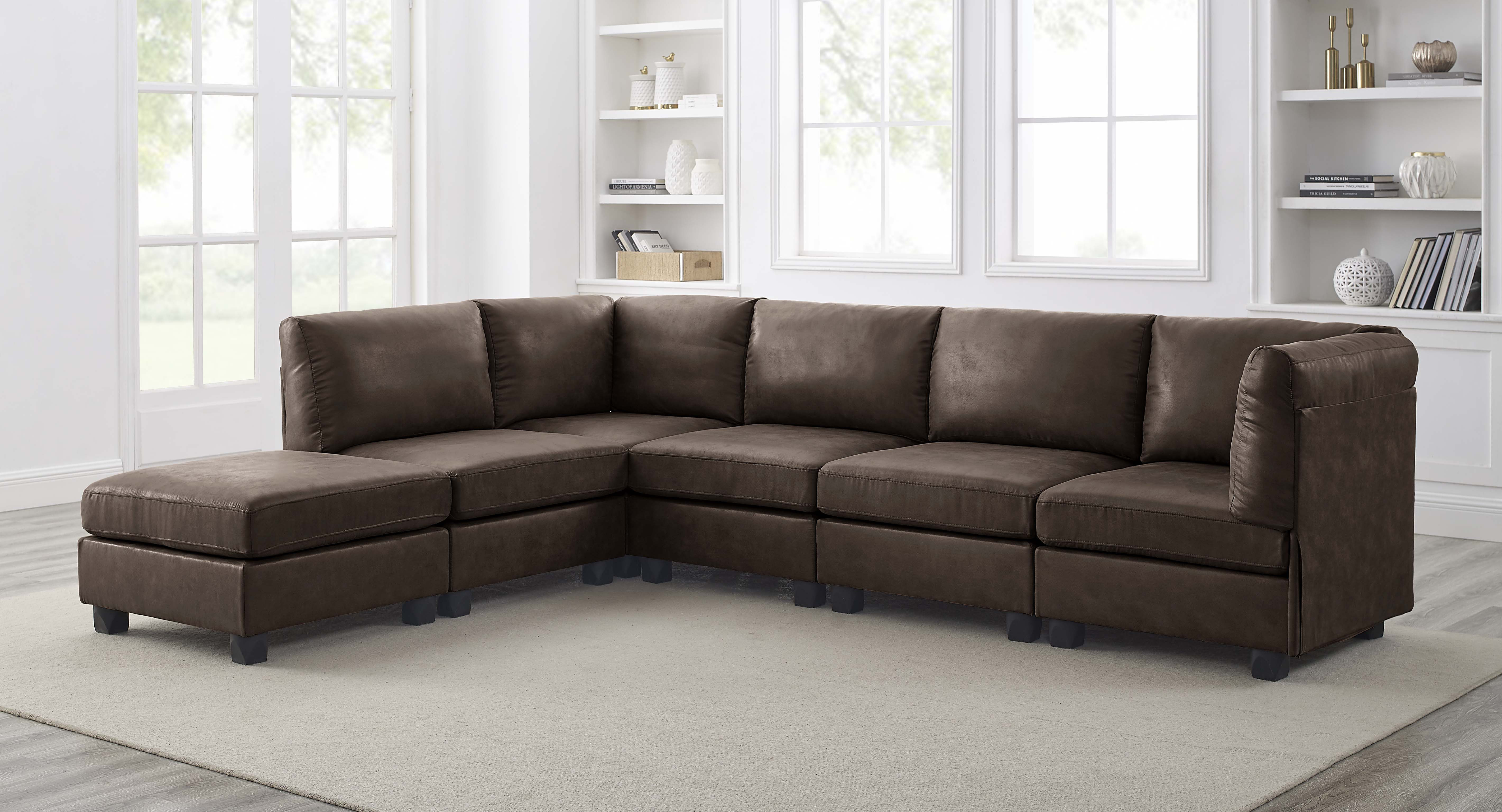 Wade Logan® Amaron 6 Piece Vegan Leather Sectional & Reviews Wayfair